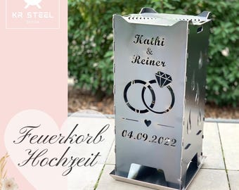 PERSONALISIERT Feuertonne Feuerkorb Feuerschale Hochzeit Wedding Geschenk