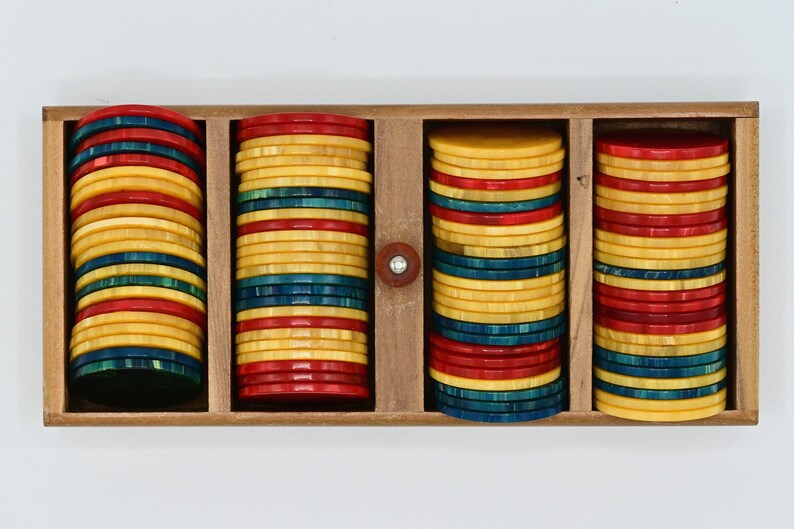 Vintage Bakelite Poker Chip Set about 100 Pieces Rare Find Complete Set With Box Etsy