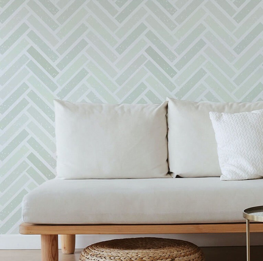 Sage Green Herringbone Wallpaper Rustic Chevron Wallpaper Sage Green