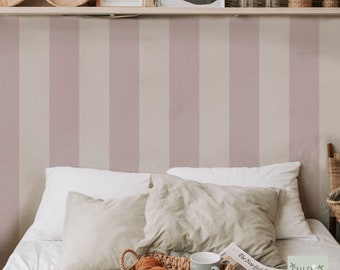 Classic Light Pink & White Striped Wallpaper - Light Pink Wallpaper - Light Pink Stripes - Vintage Wallpaper - Peel and Stick or Prepasted