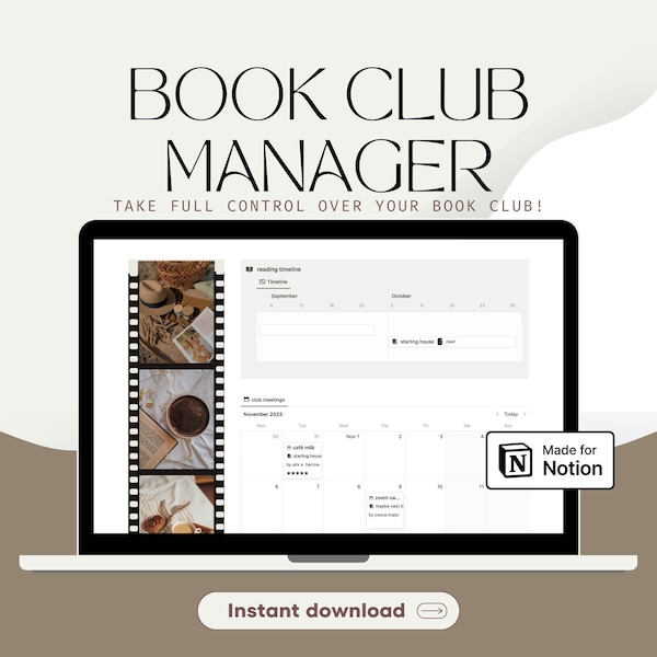 Book Club Notion Template Aesthetic Digital Book Club Planner Reading Tracker Notion Template Meeting Tracker Reading Journal Bookclub Host