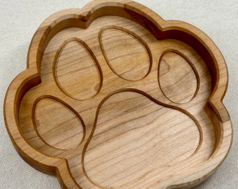 Dog Paw Print Wooden Valet Tray