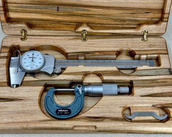 Personalizable Analog Caliper and Micrometer Wooden Box