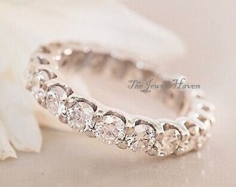 14k vitguld Moissanit Full Eternity-ring: 3 MM Vigselring
