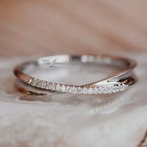 X Criss Cross Wedding Band For Women,Criss cross diamond wedding band vintage Crossover ring Micro pave ring,Anniversary Bands Infinity Ring