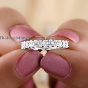 3x2mm Oval Moissanite Wedding Band Oval Cut Matching diamond Band Stacking Half Eternity Wedding Band 10K/14K Rose Gold Wedding band women