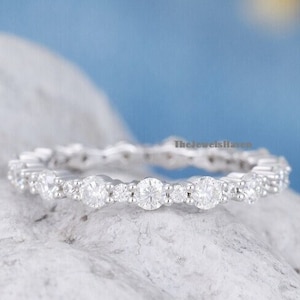 Lab Grown Diamond Eternity Band: 14K White Gold Stackable Ring
