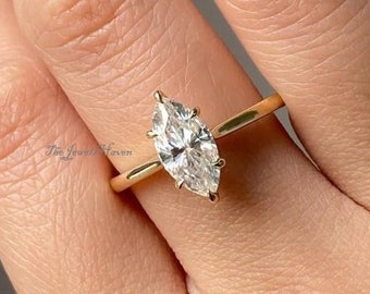 Marquise Moissanit Verlobungsring 14K Gelbgold Ring Ehering Jubiläumsring Solitärring Brautring Versprechensring Geschenk für Sie