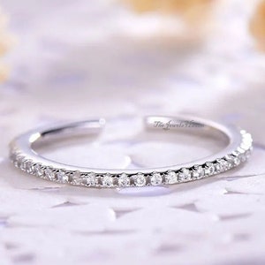 Open Wedding Band, Wedding Bands Women, Moissanite Wedding Band, Space Wedding Band Matching Band Open Spacer Ring,Open White Gold Band Ring