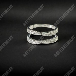 Enhancer Guard Wrap Ring for Women ,Wedding Enhancer Ring ,Sterling Silver White Plated Enhancer Wrap Ring ,Round Cut Diamond Ring