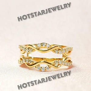 Enhancer Rings, 1 ct Round Cut Round Moissanite Enhancer Ring Bands 14k Yellow Gold Plated, Wedding Band Ring, Anniversary Gift For Women's