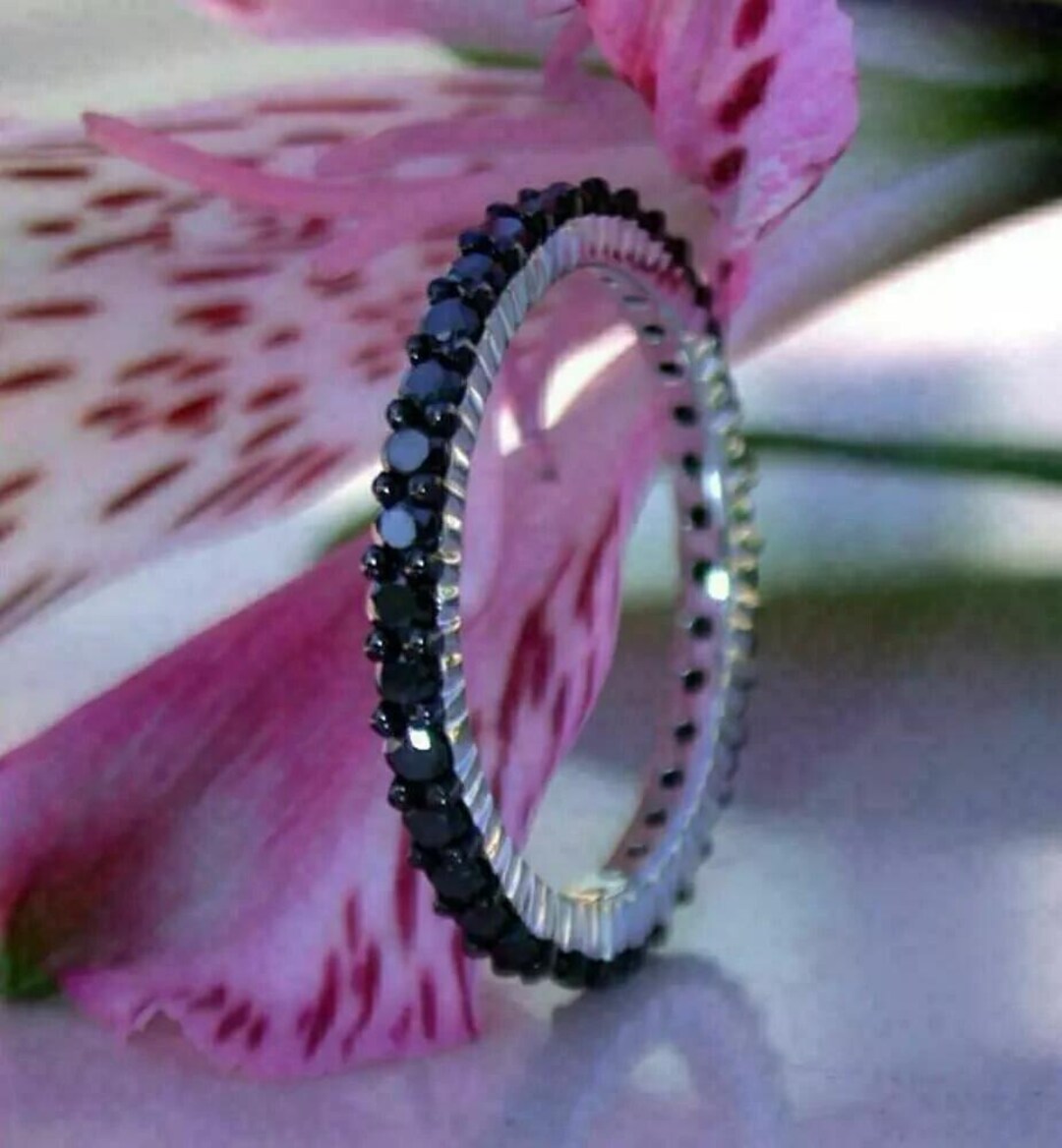 Black Diamond Eternity Ring, 14K White Gold Plated 925 Silver Wedding ...