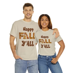 Fall Clothing, Gift Tee- Happy FALL Yall Design, its fall yall Tshirt, Fall Paisley Pattern Shirt Unisex, Back Shirt her him Printed gift