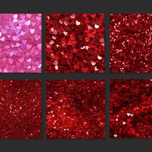 Red Pink Heart Glitter Seamless Pattern Craft Paper. Sparkle Sequins ...