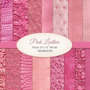 Papel artesanal de textura de patrón sin costuras de cuero rosa. Uso comercial. Diario basura, Scrapbooking, Tela. PAQUETE DE 18