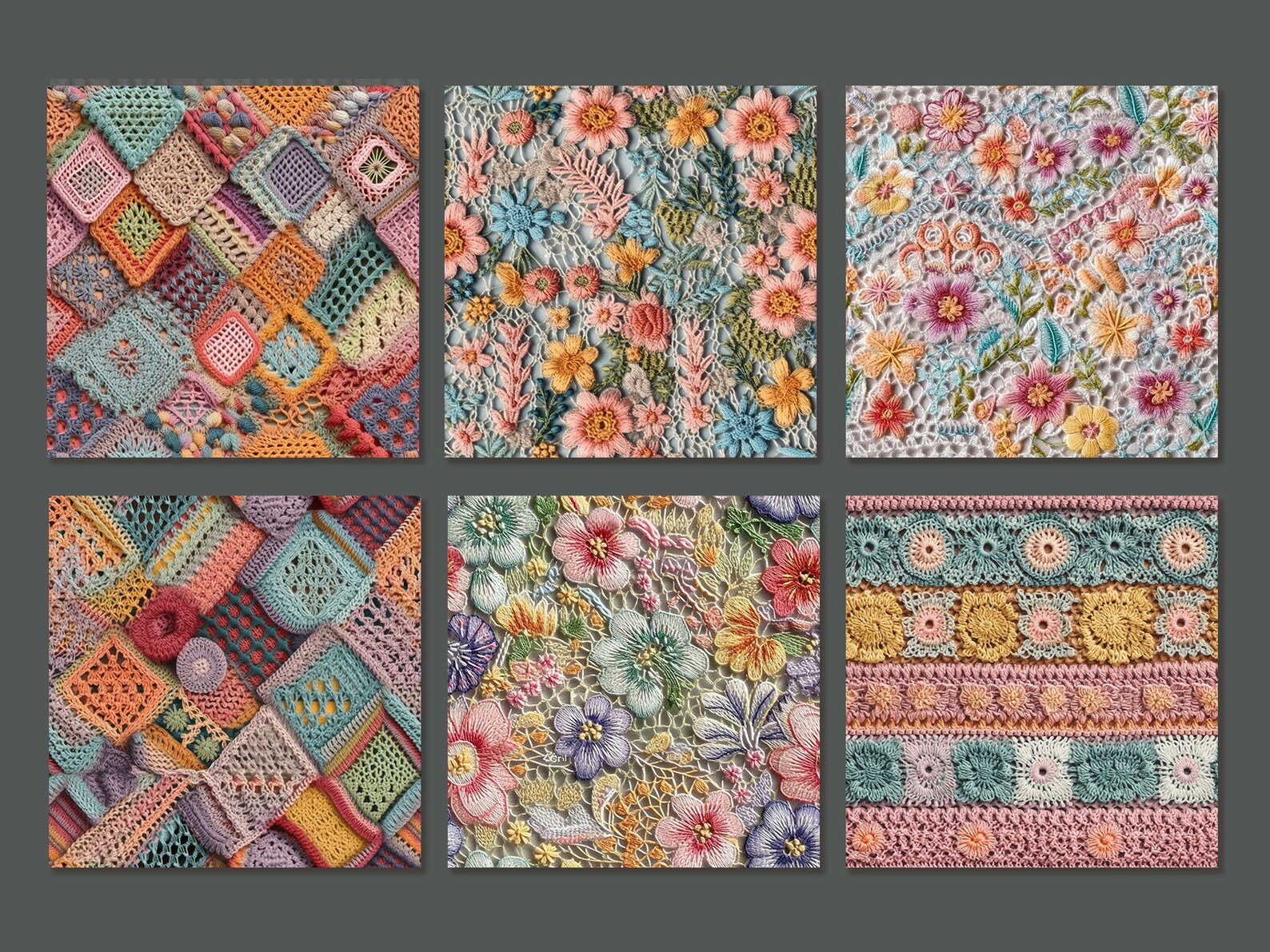 Granny Crochet Patchwork Pattern Craft Paper. Cottagecore Texture ...