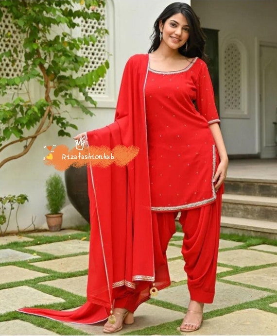 Latest Salwar Kameez Suit Designer Punjabi Patiala Silk Shalwar Kurta Red Dupatta Custom Stitched for Girls and Women Designer Punjabi Suits Etsy Australia