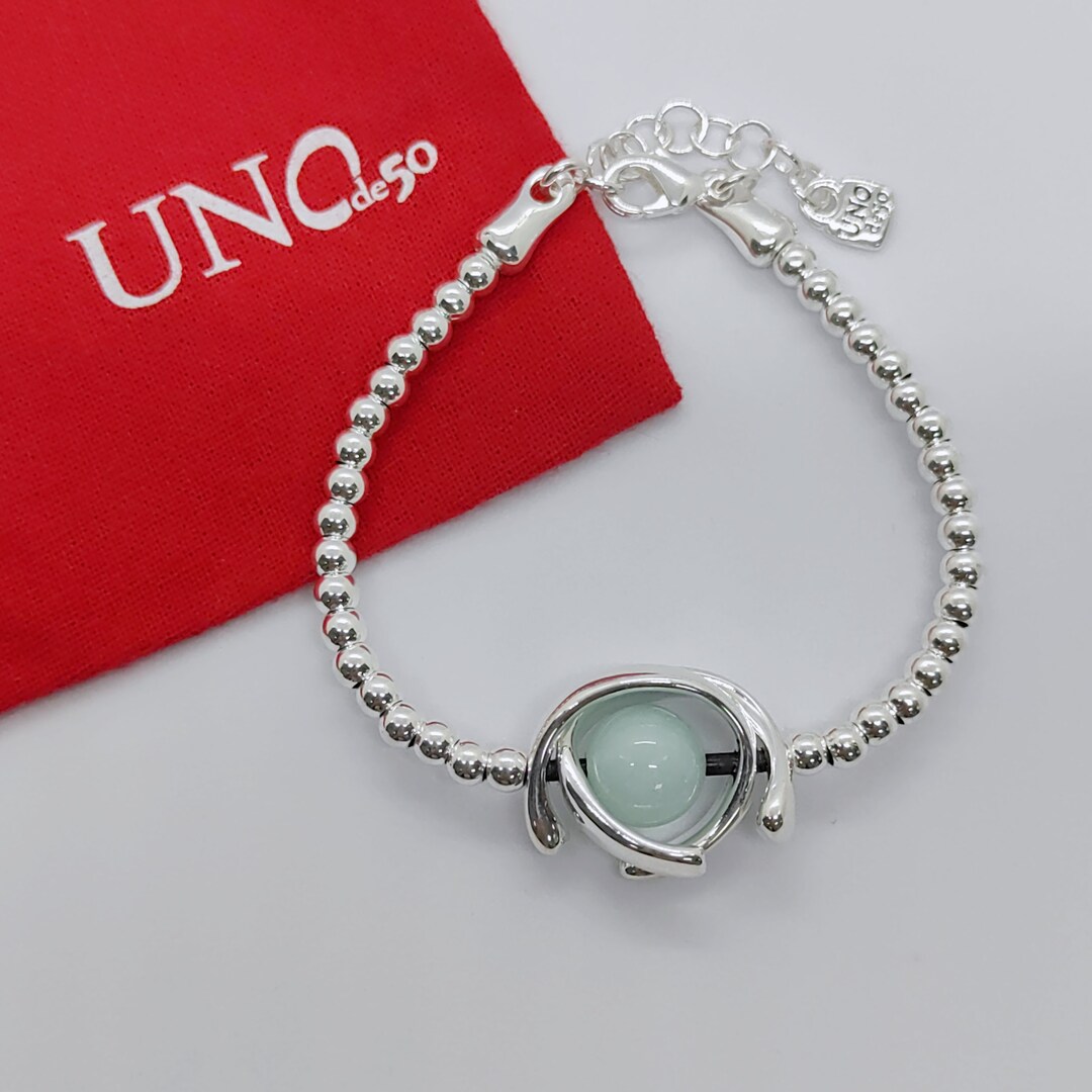 Uno De 50 LITTLE MOON Charm Bracelet, Beaded Bracelet With Padlock