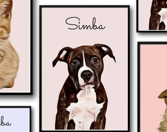 Digital Custom Petportraits Using Pet Picture Personalized Digital Dog Portraits Custom Cat Portrait Custom Dog Portraits Pet Sympathy gift