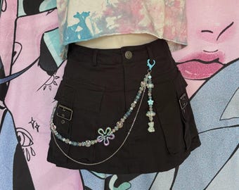 Blue Daydream - Kandi chain belt, drop chain, rave fashion, festival fashion, rave accessories, y2k jewelry, kawaii jewelry, beaded chain