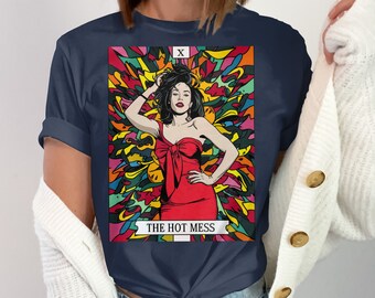 The Hot Mess Tarot T-shirt - eigenzinnige kleding voor tarotliefhebbers, bewustzijn van geestelijke gezondheid, perfect cadeau voor psychologen