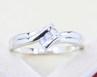 Rainbow Moonstone Ring: 14K Gold & Sterling Silver Stacking Ring