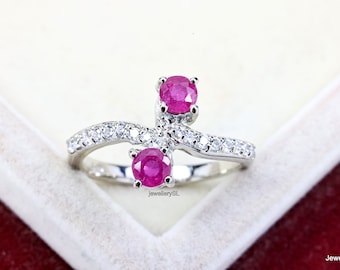 Ruby Sterling Silver Ring: July Birthstone Engagement Ring