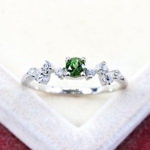 Green Tourmaline Sterling Silver Ring: October Birthstone