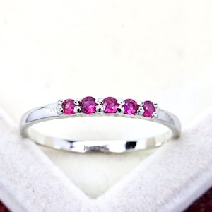 Stacking Ruby Ring: Sterling Silver July Birthstone Anniversary Band
