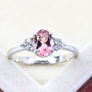 Single Solitaire Pink Tourmaline Ring, Baby Pink Tourmaline Wedding Ring, Tourmaline Stacking Ring, Gift ring for mother,sister