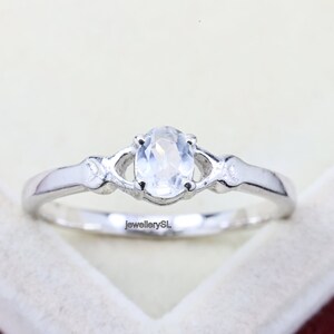 Natural Rainbow Moonstone Ring: Sterling Silver Statement Jewelry