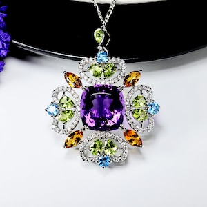 Amethyst Pendant Necklace: Sterling Silver, February Birthstone
