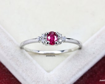 Delicate Gold Ruby Ring: Tiny July Birthstone Proposal Ring