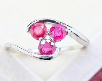 Rubin Brillantschliff Ring: 925 Silber, roter Edelstein (1.15 Karat)