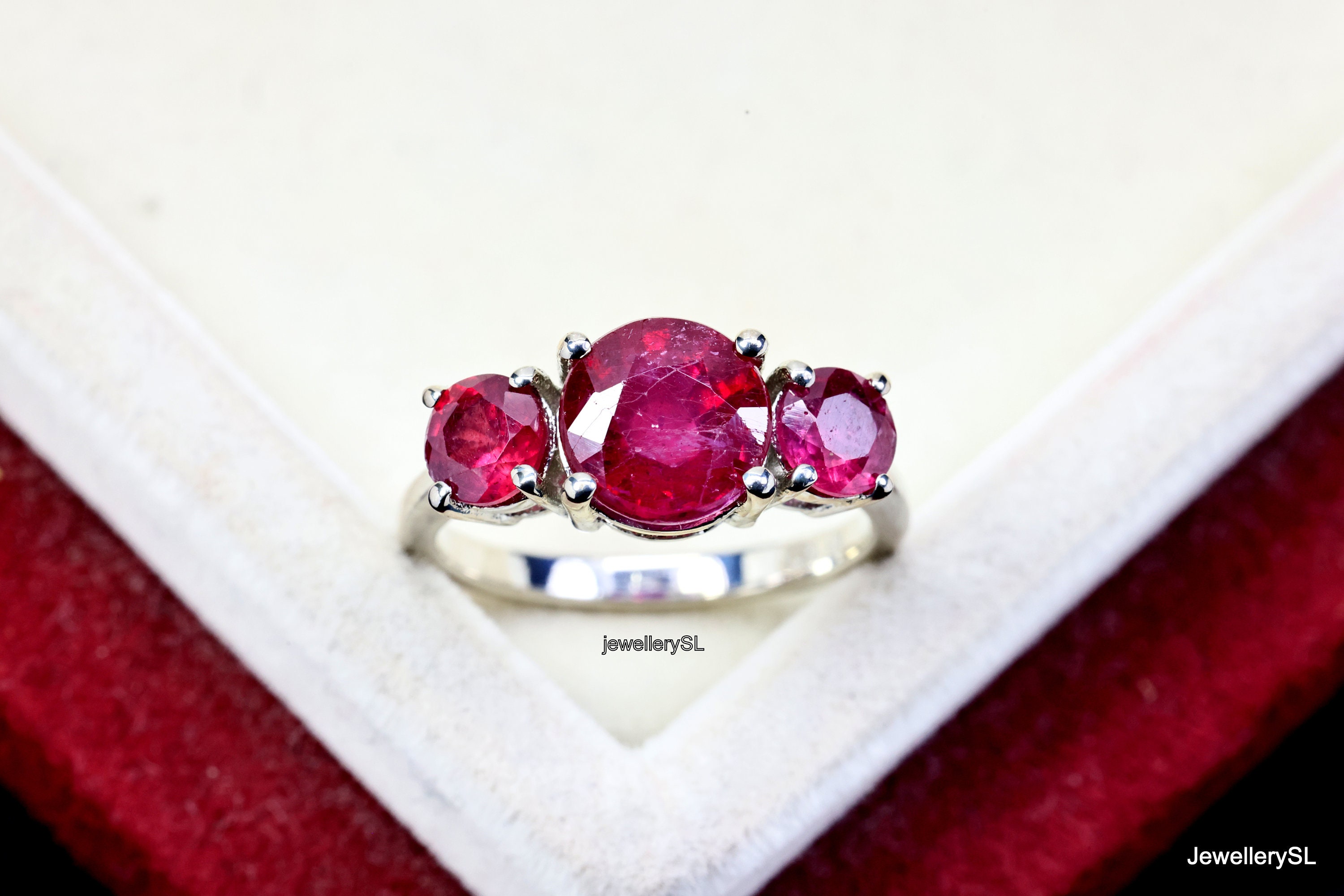 Ruby Promise Ring: Round Cut Red Stone, Sterling Silver - Etsy