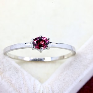 Red Garnet Sterling Silver Ring: January Birthstone, Oval Cut