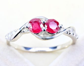 Bague de promesse en rubis : bague en argent sterling avec pierre de naissance de juillet