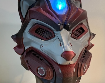 Cyber Raccoon Cosplay Mask- RGB Custom Colors and Lights, futuristic wolf mask, cyber punk, racoon, cosplay, glowing hair
