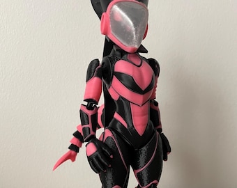 Protogen Flexi Furry Action Figure- Custom Colors, Flexible, Posable, Swappable Tails, Removable Visor, Stand, Christmas Gift for Furries