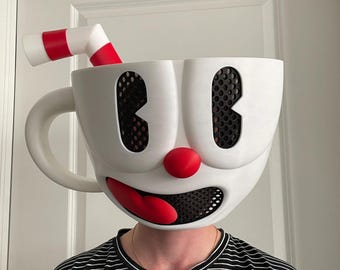 Cuphead and Mugman Cosplay Helmet- Full sized, wearable, costume, Halloween
