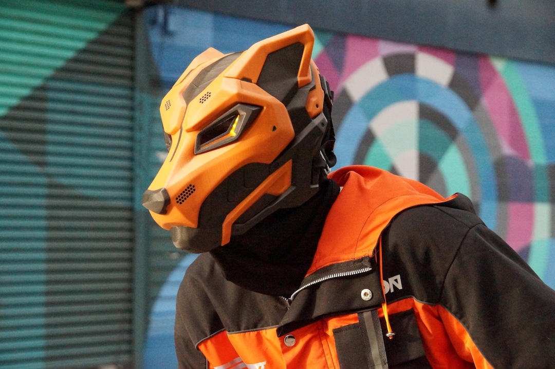 Cyber Wolf Mask- Custom Colors and Lights, Futuristic Wolf
