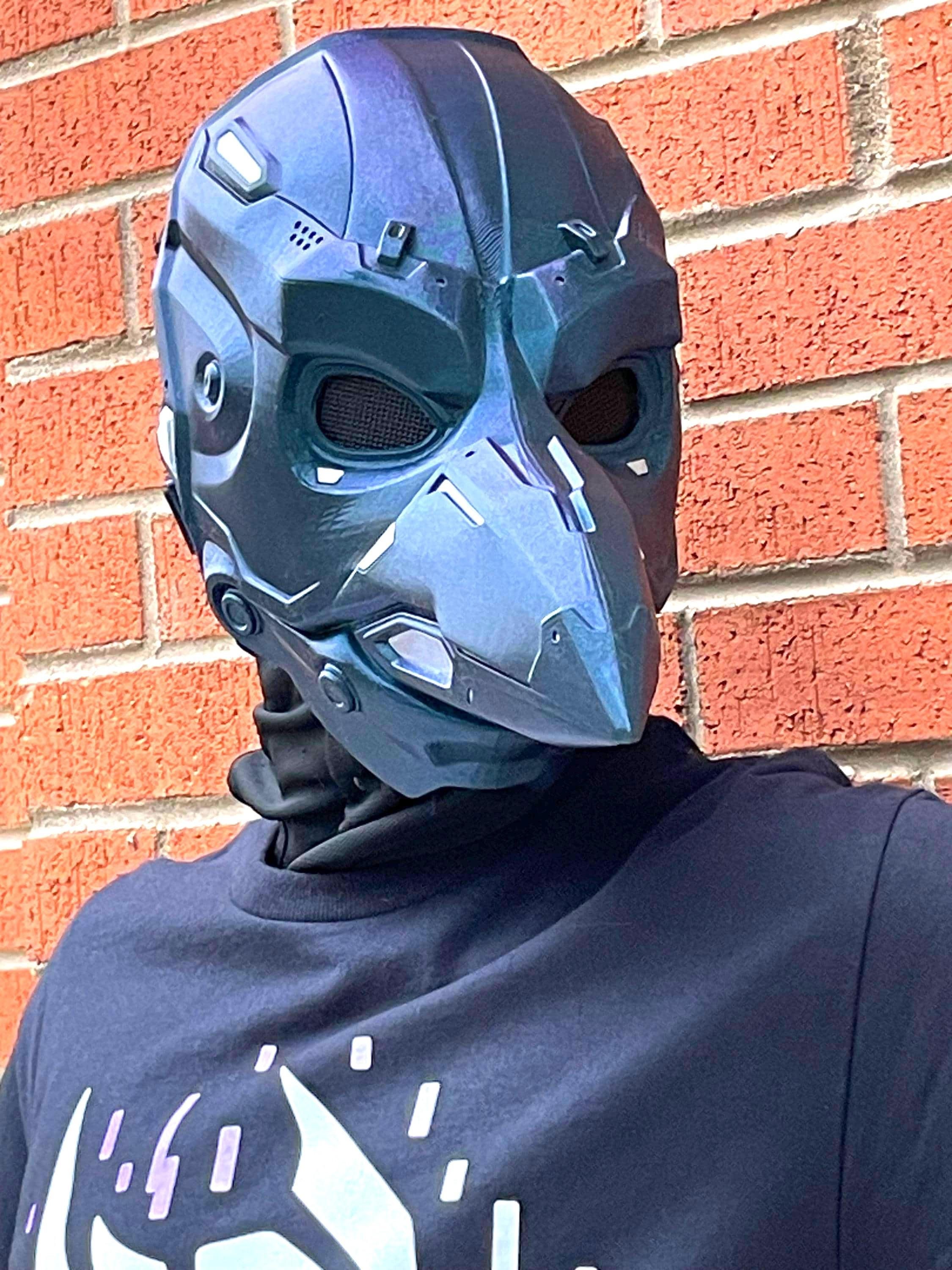 Cyber Crow Mask- Custom Colors and Lights, Futuristic Bird
