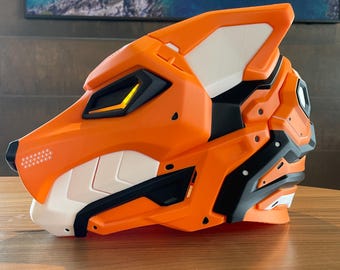 Cyber Wolf HELMET- Upgraded Exclusive version with backplate, added air vents, Custom Colors and Lights, cyber, cosplay, glowing eyes