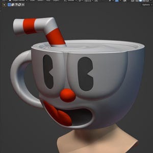 Casco de cosplay de Cuphead para impresión 3D - Archivos STL, NO ES UN PRODUCTO FÍSICO, Tamaño real, ponible, solo para Cuphead, Cosplay