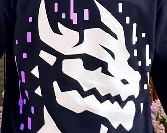 Camiseta Glitch Cyber Dragon: manga corta, cómoda, elegante, de alta calidad, diseño moderno, regalo para amantes de los dragones, ropa de peluche.