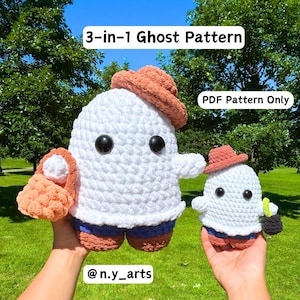 3in1 Pattern, Ghost Crochet Pattern, Ghost Crochet PDF, Crochet Ghost, Amigurumi Pattern, Ghost Crochet Pattern, Halloween Crochet, Ghost
