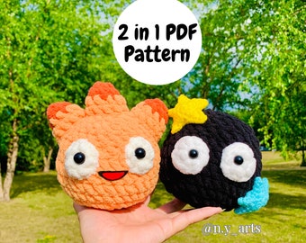 2 in 1 Pattern, Crochet Flame, Crochet Fire, Crochet Soot, Crochet Pattern, Amigurumi, Crochet Amigurumi, Pattern, Amigurumi Pattern