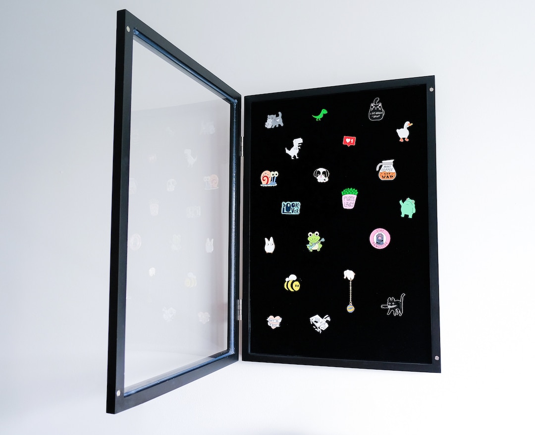 Pin Badge Rack Enamel Pin Badge Collection Case, Wall-mountable Shadow Box Display ...