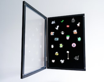 Enamel Pin Badge Collection Case, Wall-Mountable Shadow Box Display - Silverstar Pins