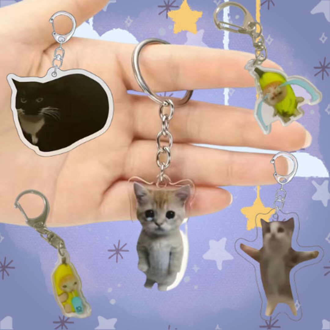 Happy Cat Keychain Sanrio Keychain Meme Keychain Y2K Keychain Etsy